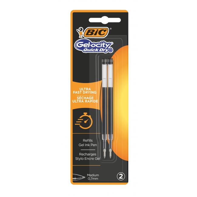 Nachfüllminen für BIC Gelocity QUICKDRY Gelroller, Schwarz, 2 Stück