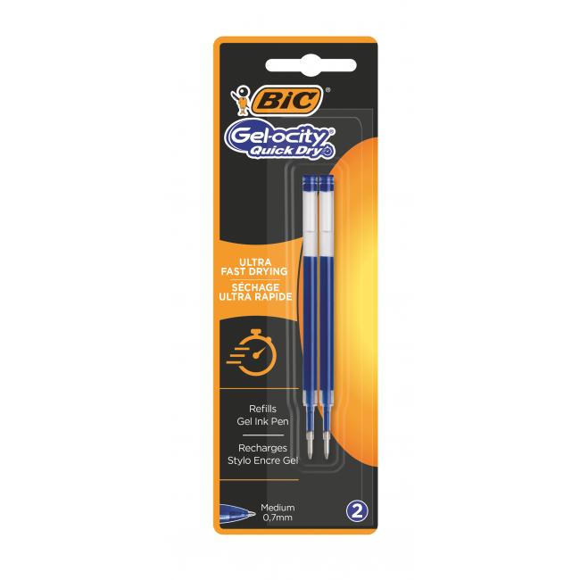 Nachfüllminen für BIC Gelocity QUICKDRY Gelroller, Blau, 2 Stück