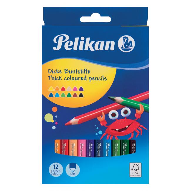 Pelikan Dreieckige, dicke Wachsmalstifte, 12 Stück