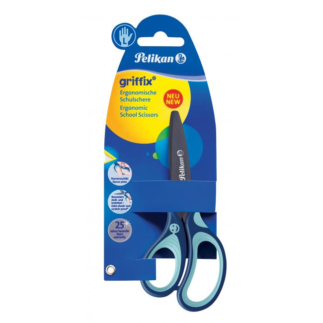 Pelikan Griffix Schere für Linkshänder in blauer Blisterverpackung
