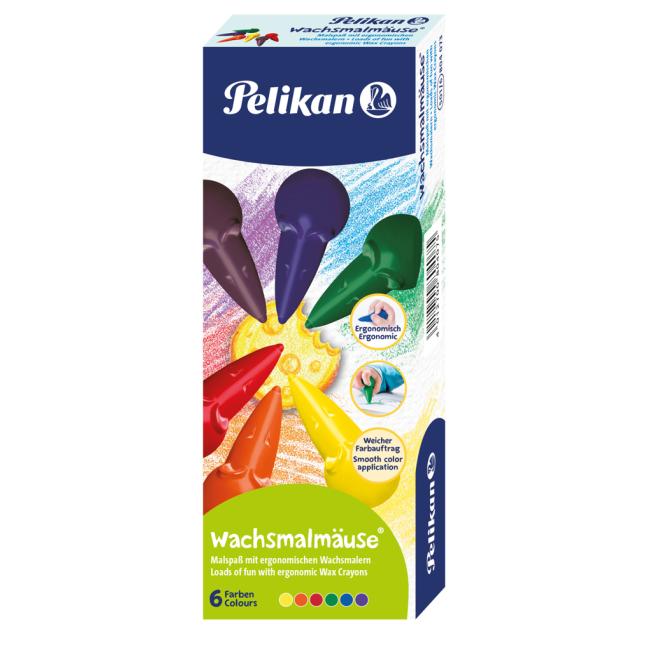 [PE804073] Pelikan Maus Wachsmalstifte, 6 Stück in einer Schachtel