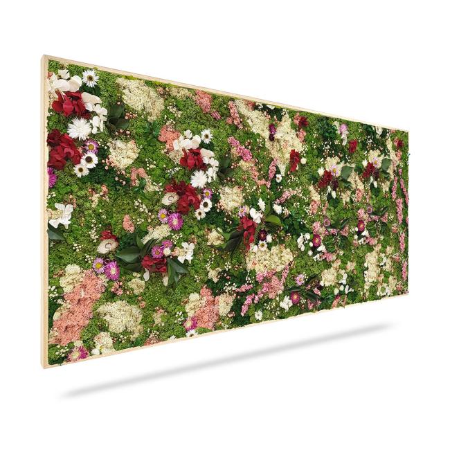 [BE000008] Moosbild PFLANZEN Huelma, 120 x 40 cm, weißer Holzrahmen