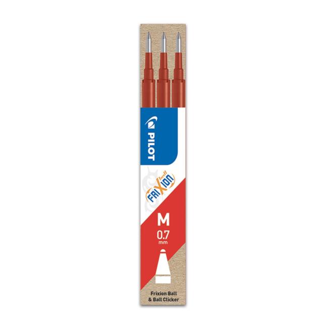 [PI206702] PILOT Frixion 0,7 mm Radiergummiwalzen-Nachfüllpackung, rot, 3 Stück.