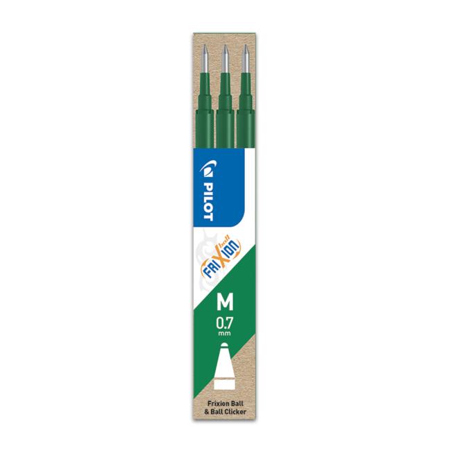 [PI206704] PILOT Frixion 0,7 mm grüne Radiergummiwalzen-Nachfüllpackung, 3 Stück.