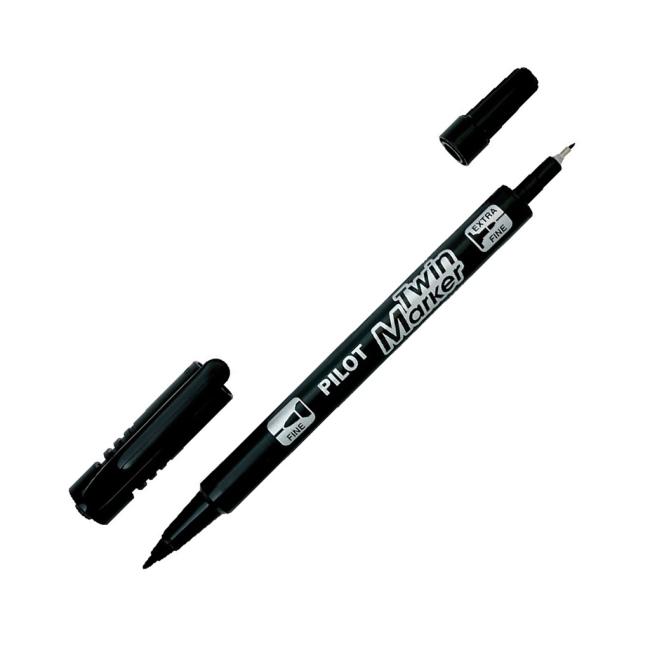 Doppelseitiger Marker PILOT Twin Marker BeGreen 0,5 + 0,3 mm schwarz
