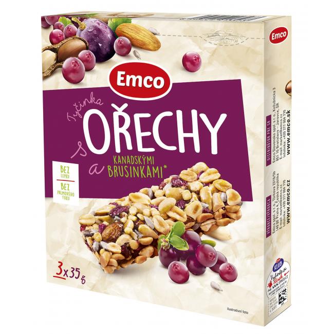 Emco-Riegel mit Nüssen und kanadischen Cranberries 3 x 35 g