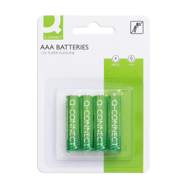 Q-CONNECT AAA Mikrozellenbatterie, 4 Stück