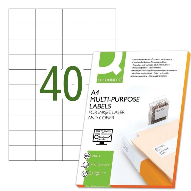 Universal-Etiketten 52,5 x 29,7 mm Q-CONNECT A4 100 Blatt