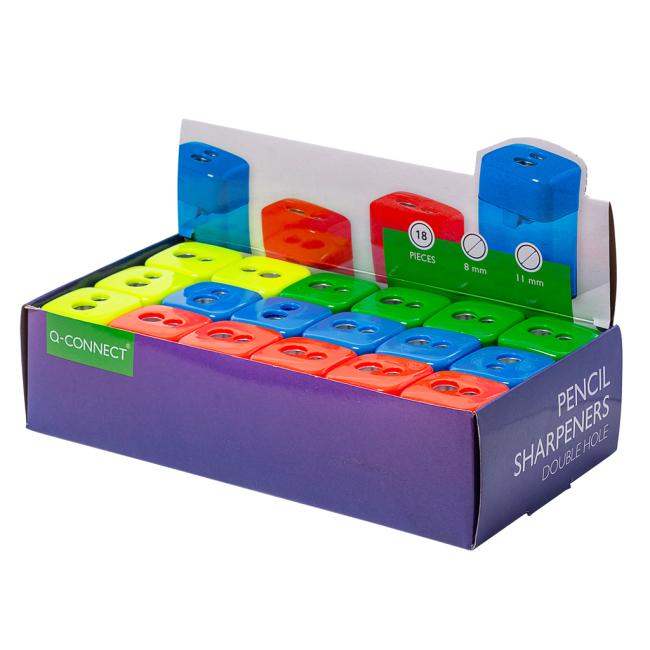 [QC000593] Q-CONNECT Kunststoffreibe mit 2 Löchern, Farbmix