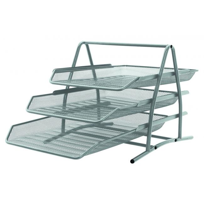 [QC000822] Drahtregal mit 3 Ablagen, 350 x 275 x 278 mm, silber