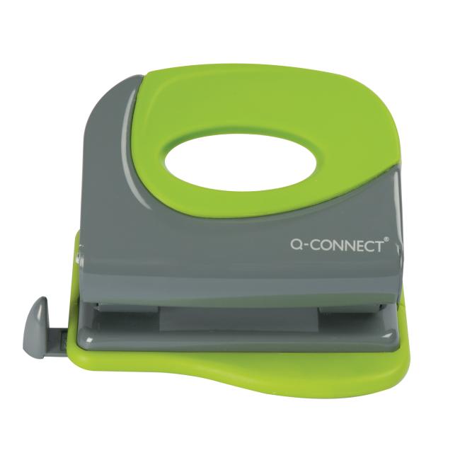 Q-CONNECT 20-Blatt-Locher, grau/grün