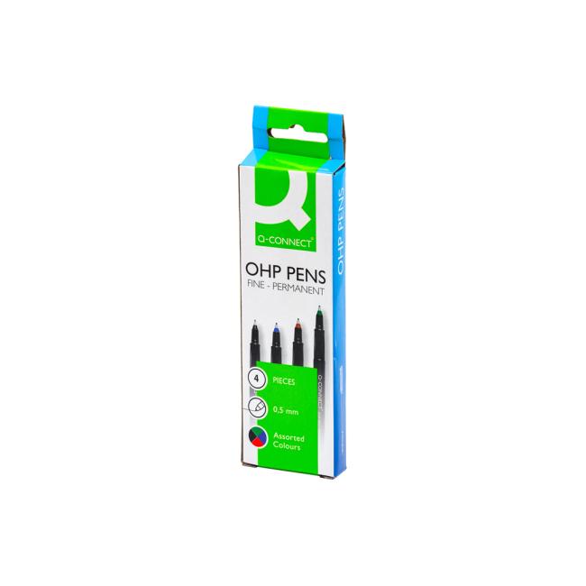 OHP Q-CONNECT F 4S 0,5 mm Permanentmarker-Set