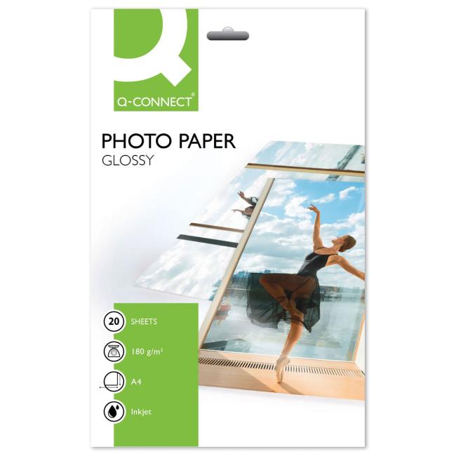 [QC001103] Q-CONNECT Hochglanz-Fotopapier, 180 g, 20 Blatt