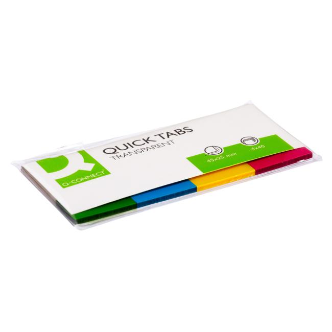 [QC001225] Q-CONNECT Lesezeichen, Folie, 25 x 45 mm, 4 x 40 Blatt