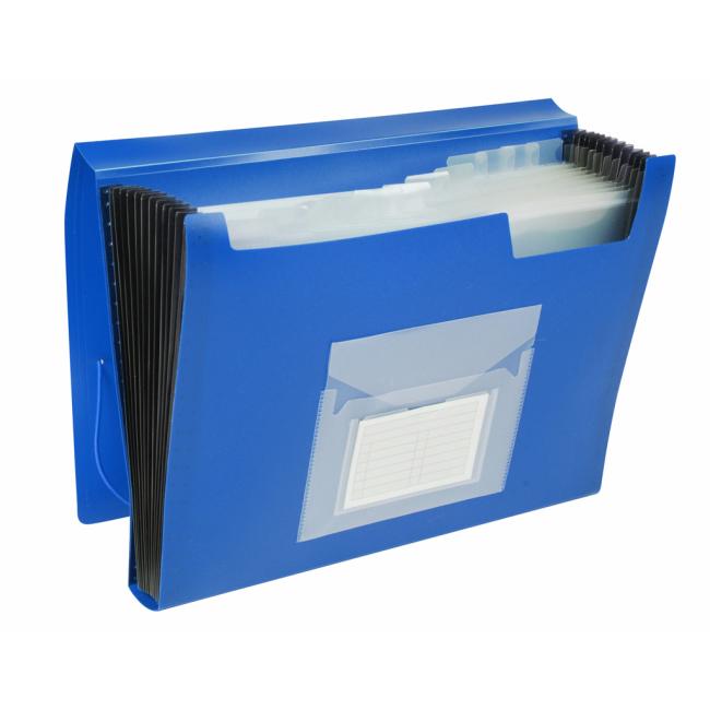 [QC001275] Aktenkoffer aus Kunststoff mit 12 Fächern, Q-CONNECT, blickdicht blau