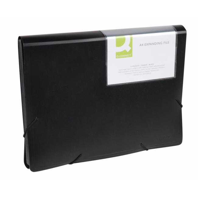 [QC001276] Aktenkoffer aus Kunststoff mit 12 Fächern, Q-CONNECT, blickdicht schwarz