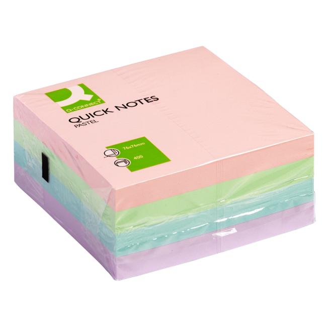 Selbstklebender Pad Q-CONNECT 76x76 mm, 400 l, Pastell