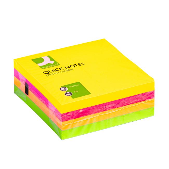NP:QC010497 Selbstklebendes Pad Q-CONNECT 76x76 mm, 320 l, Neon