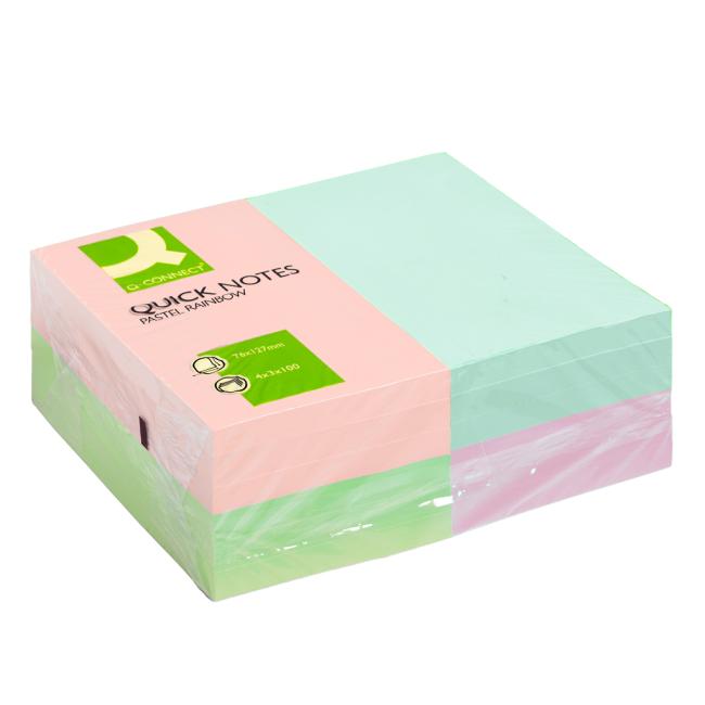 [QC001349] Selbstklebender Notizblock Q-CONNECT 127x76 Regenbogen