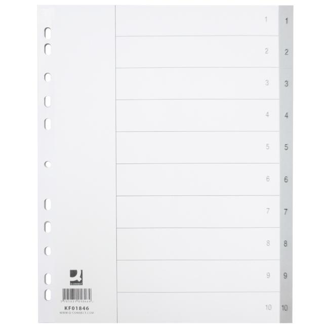 [QC001846] Kunststoff-Trennwand Q-CONNECT 10-teilig Maxi Grau