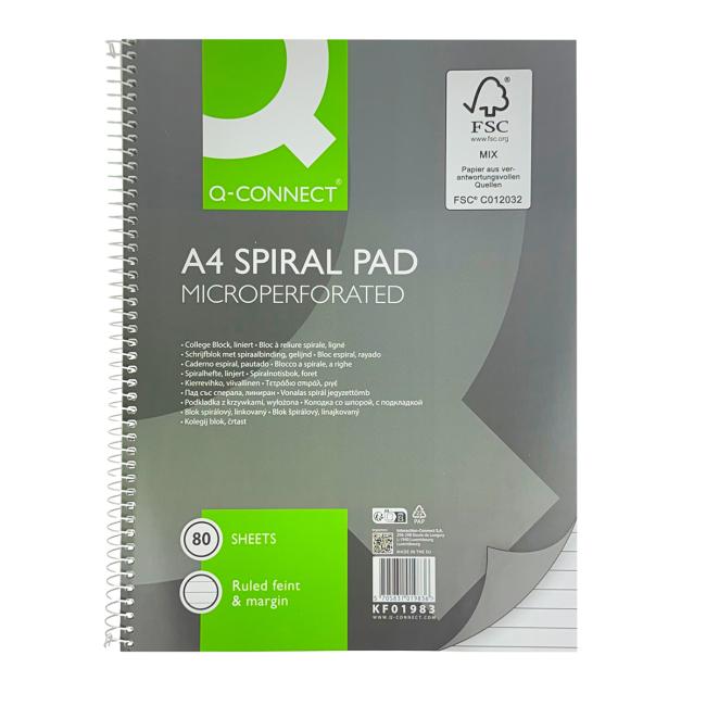 College Q-CONNECT A4-Notizbuch, 80 Blatt, liniert