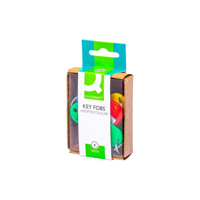 Schlüsselanhänger Q-CONNECT, Farbmix, 6 Stück
