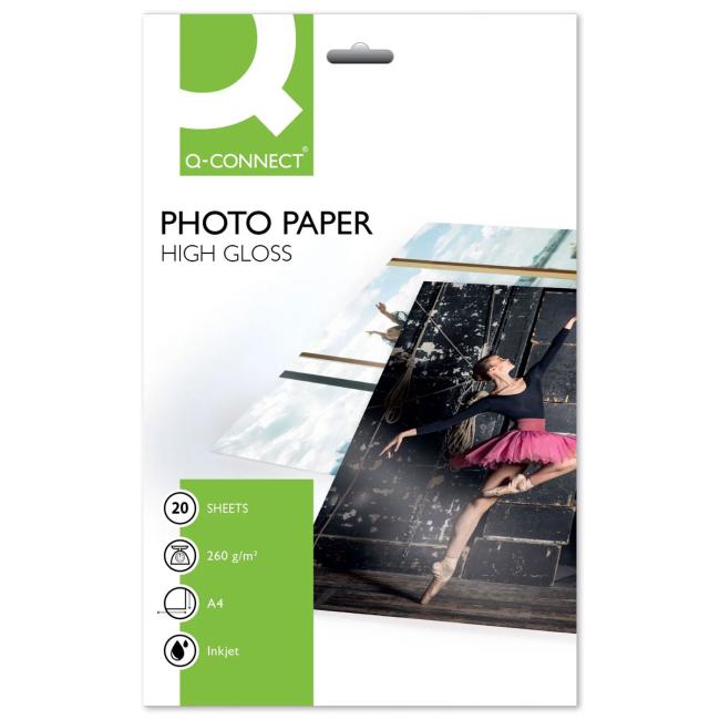 [QC002163] Q-CONNECT Hochglanz-Fotopapier, 260 g, 20 Blatt