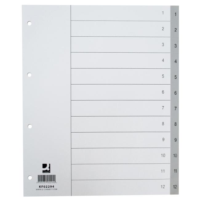 [QC002294] Kunststoff-Trennwand Q-CONNECT 12-teilig Maxi grau
