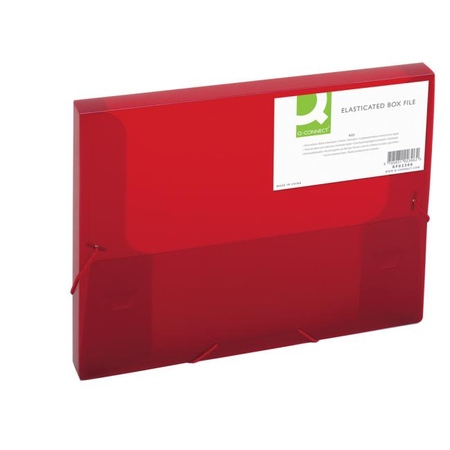 [QC002306] Kunststoffbox mit Gummiband Q-CONNECT rot