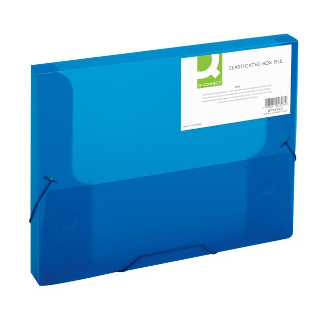 [QC002307] Kunststoffbox mit Gummiband Q-CONNECT blau