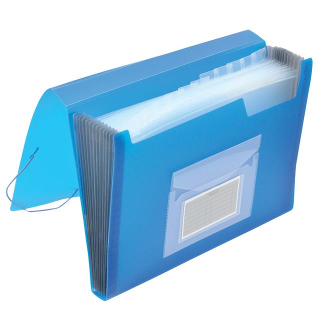 [QC002479] Kunststoff-Aktentasche mit 12 Fächern, Q-CONNECT, transparent blau