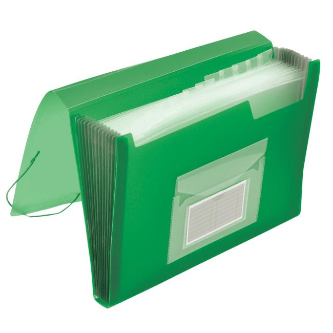 [QC002480] Kunststoff-Aktentasche mit 12 Fächern, Q-CONNECT, transparent grün