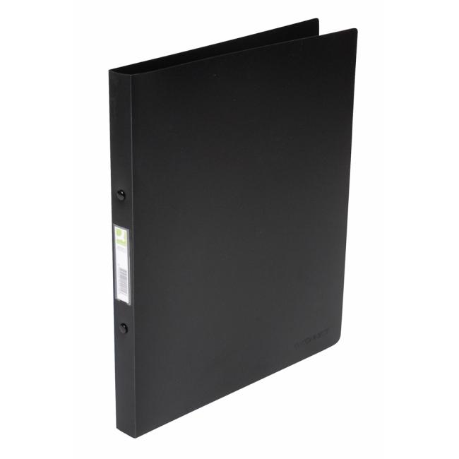 4-Ring-Ordner Q-CONNECT, komplett aus Kunststoff, 1,6 cm, transparent, schwarz