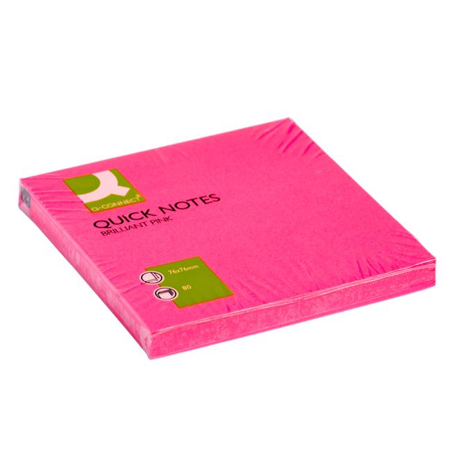 Selbstklebender Notizblock Q-CONNECT neon 76x76mm pink
