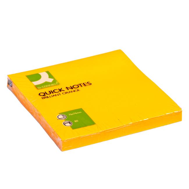 Selbstklebender Haftzettel Q-CONNECT neon 76x76mm orange