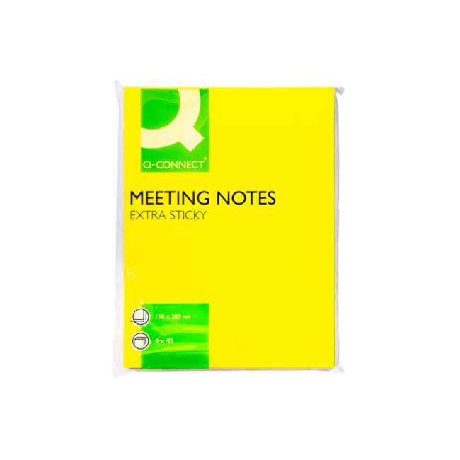 Selbstklebender Notizblock Q-CONNECT 150 x 203 mm, 4 x 45 l, verschiedene Farben
