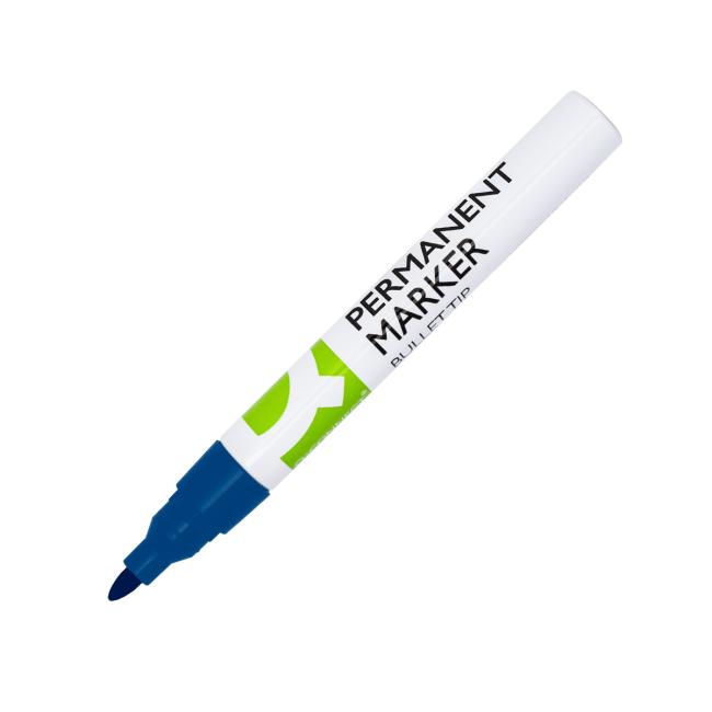 Permanentmarker Q-CONNECT, Aluminiumgehäuse, runde Spitze, blau