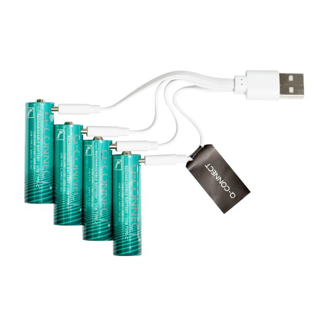 Q-CONNECT AA-Akkus, USB-C, 4 Stück