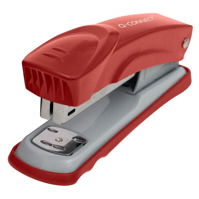 [QC014210] Q-CONNECT Hefter mit ABS-Kunststoffgehäuse, rot/grau, 20 Blatt