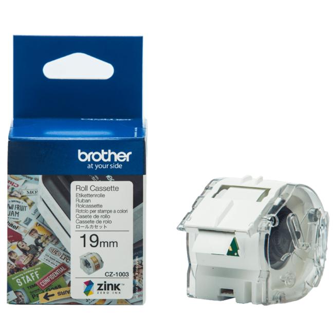 Brother CZ-1003 Selbstklebeetiketten, 19 mm x 5 m, für Farbdruck auf dem VC-500W