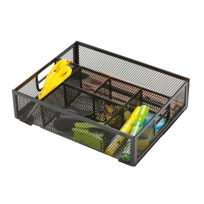 [QC017291] Q-CONNECT Schreibtisch-Organizer aus Draht mit 6 Fächern, schwarz