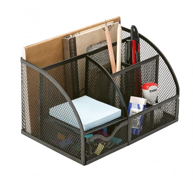 [QC017295] Q-CONNECT Schreibtisch-Organizer aus Draht mit Brieffach, schwarz