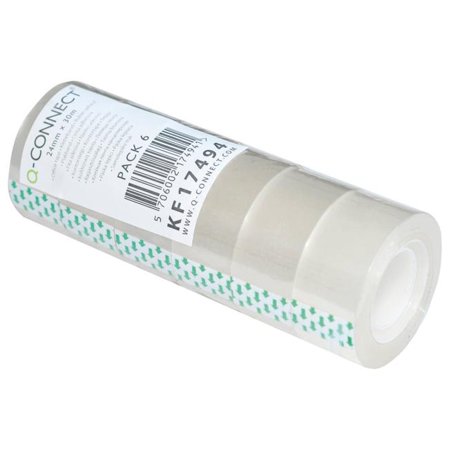 Q-CONNECT Klebeband, 24 mm x 30 m, 6 Stück.