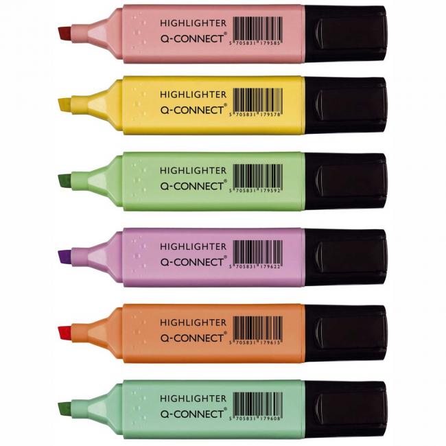 Q-CONNECT Pastell-Textmarker-Set 6f