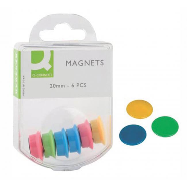 [QC020400] Q-CONNECT Magnete, 20 mm, verschiedene Farben, 6 Stück