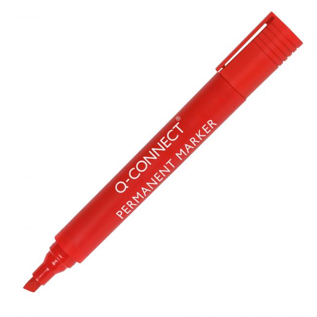 [QC026044] Q-CONNECT Permanentmarker, abgeschrägte Spitze, rot