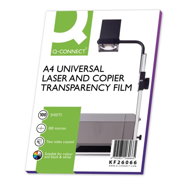 [QC026066] Q-CONNECT A4 Rückprojektionsfolie, Packung mit 100 Stück