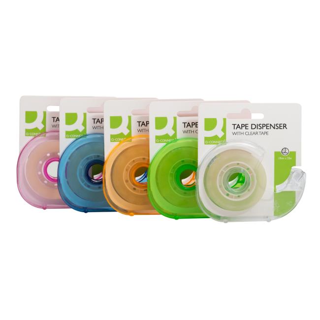 Q-CONNECT Klebeband, 19 mm x 33 m, mit Abroller, in verschiedenen Farben
