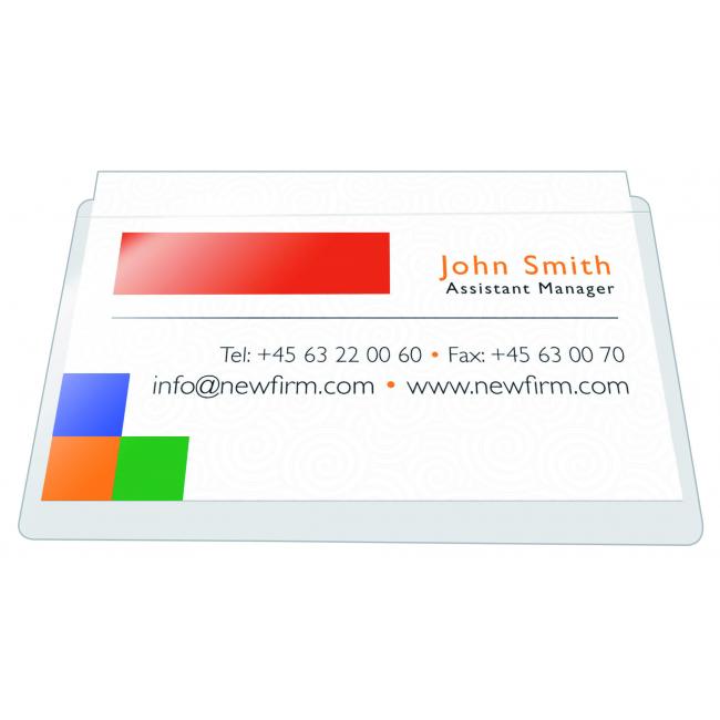 Selbstklebende Visitenkartenhülle mit Öffnung oben, Q-CONNECT, 56 x 93 mm, 100 Stück