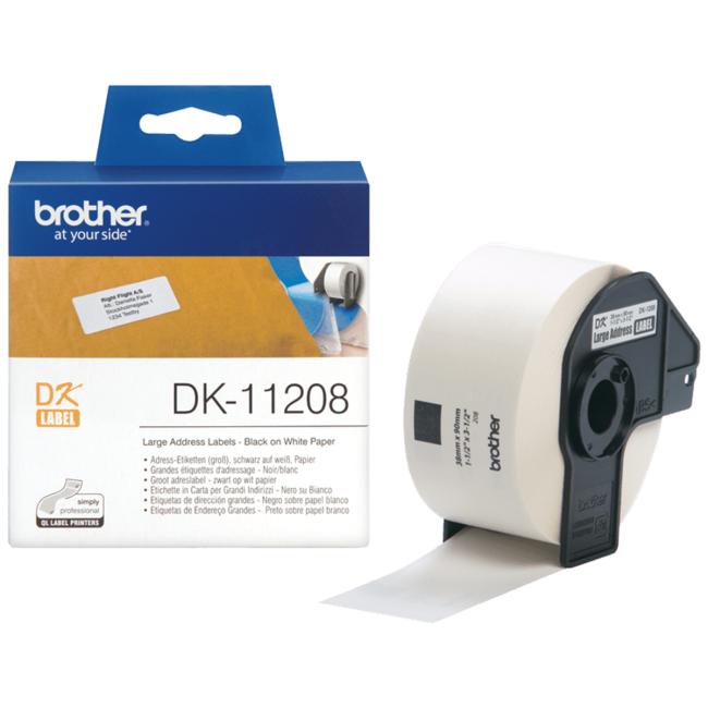 [BR112080] Brother DK-11208 selbstklebende Adressetiketten 38 x 90 mm, groß, weiß
